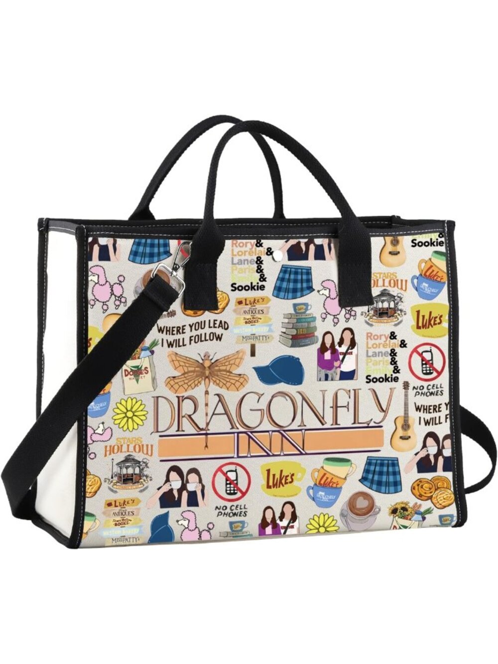 Chic Canvas Tote Bag Inspired by TV Show, Perfect for Stars Hollow Fans & Gifts